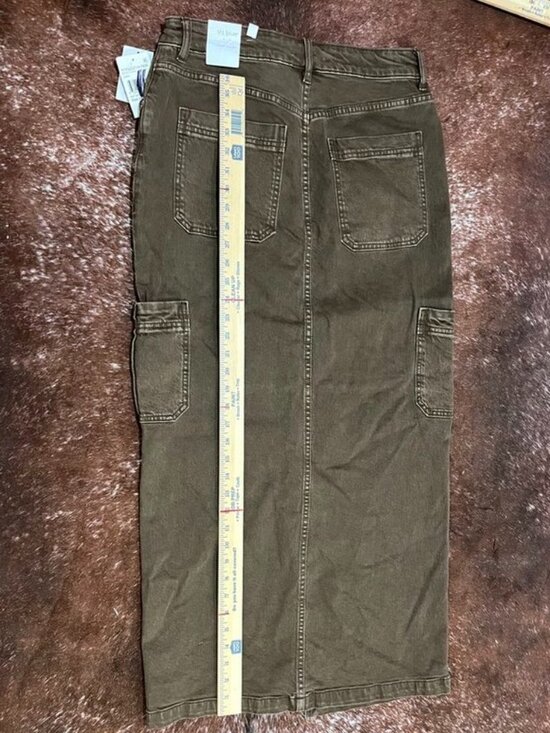 STS Blue Maddie Maxi Denim Skirt Olive Green 28 - Picture 9 of 9
